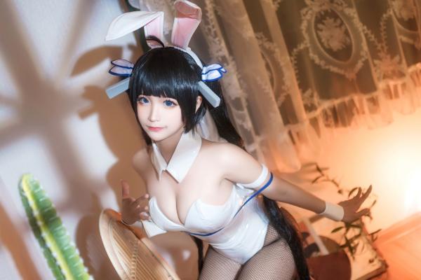 蠢沫沫   蠢沫沫-080-赫斯提亚兔女郎角色扮演写真，清纯甜美与性感丝袜诱惑，极致身材室内私房照第17张图片