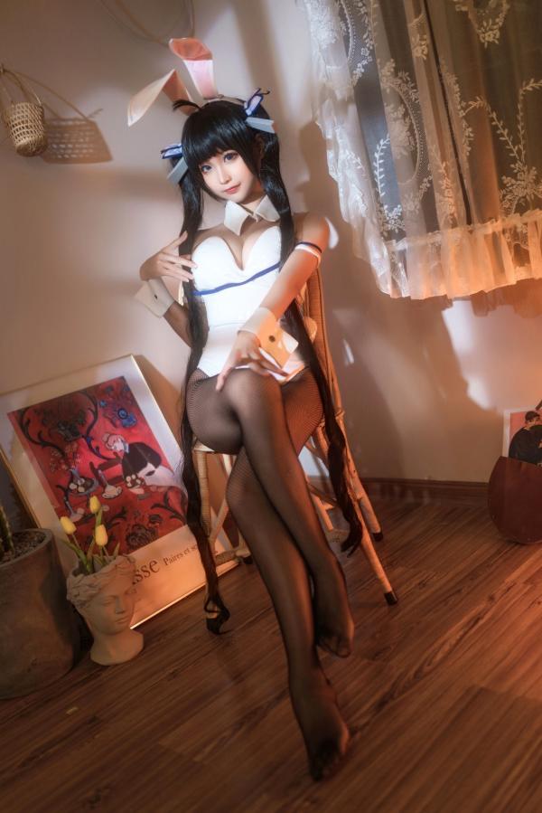 蠢沫沫   蠢沫沫-080-赫斯提亚兔女郎角色扮演写真，清纯甜美与性感丝袜诱惑，极致身材室内私房照第29张图片