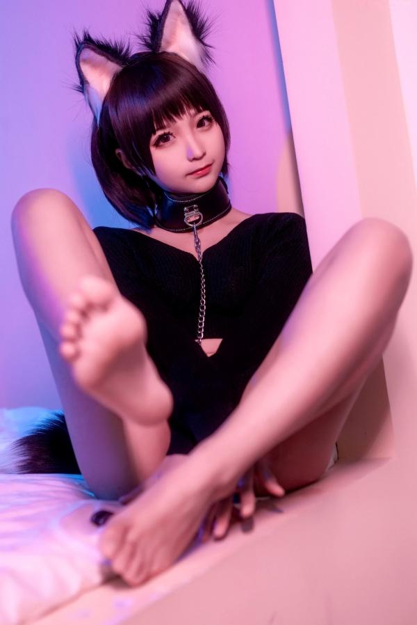 蠢沫沫   蠢沫沫-070-项圈：绝美猫耳娘诱惑，黑衣短针织搭配金属链条，极致私房角色扮演摄影大片第15张图片