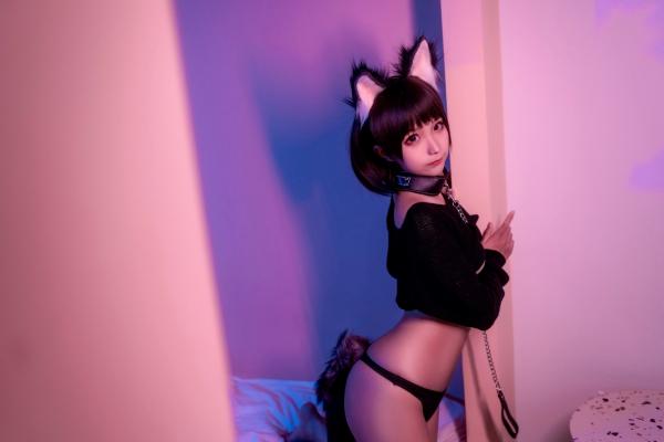 蠢沫沫   蠢沫沫-070-项圈：绝美猫耳娘诱惑，黑衣短针织搭配金属链条，极致私房角色扮演摄影大片第32张图片