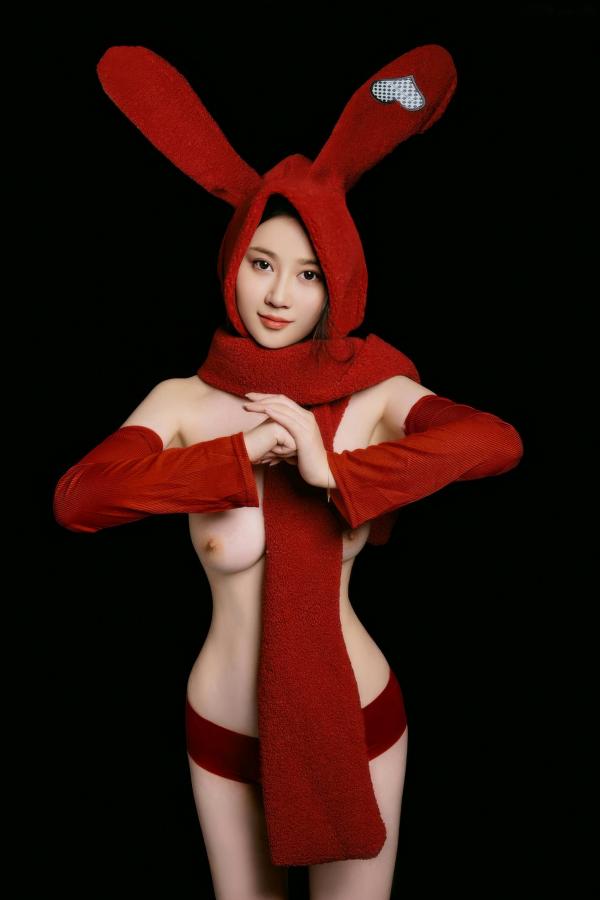 年年Nnian 年年  年年Nnian-拜年兔，红色兔女郎主题私房，春节喜庆性感诱惑女神写真第8张图片