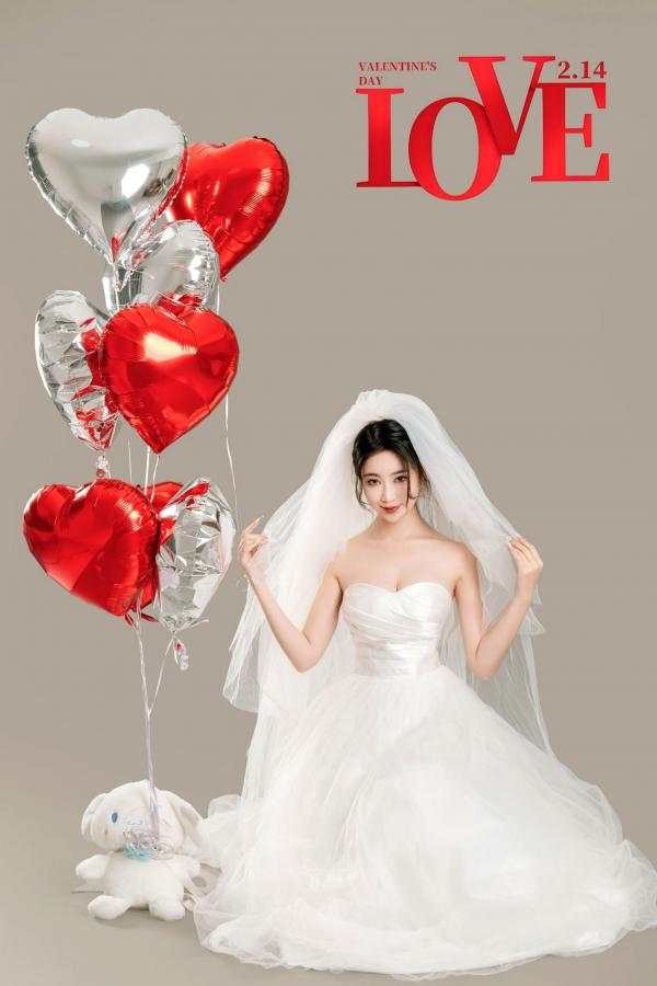 年年Nnian 年年  年年Nnian-LOVE-情人节特别篇：纯白婚纱私房照，心形气球浪漫诱惑与清纯甜美的碰撞第5张图片
