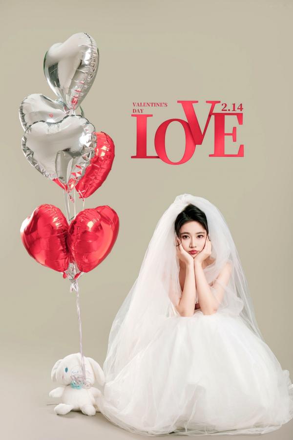 年年Nnian 年年  年年Nnian-LOVE-情人节特别篇：纯白婚纱私房照，心形气球浪漫诱惑与清纯甜美的碰撞第7张图片