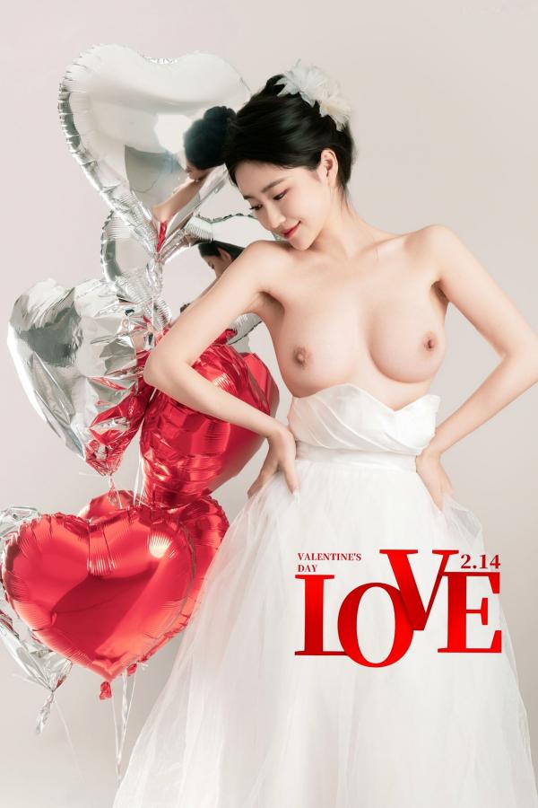 年年Nnian 年年  年年Nnian-LOVE-情人节特别篇：纯白婚纱私房照，心形气球浪漫诱惑与清纯甜美的碰撞第55张图片