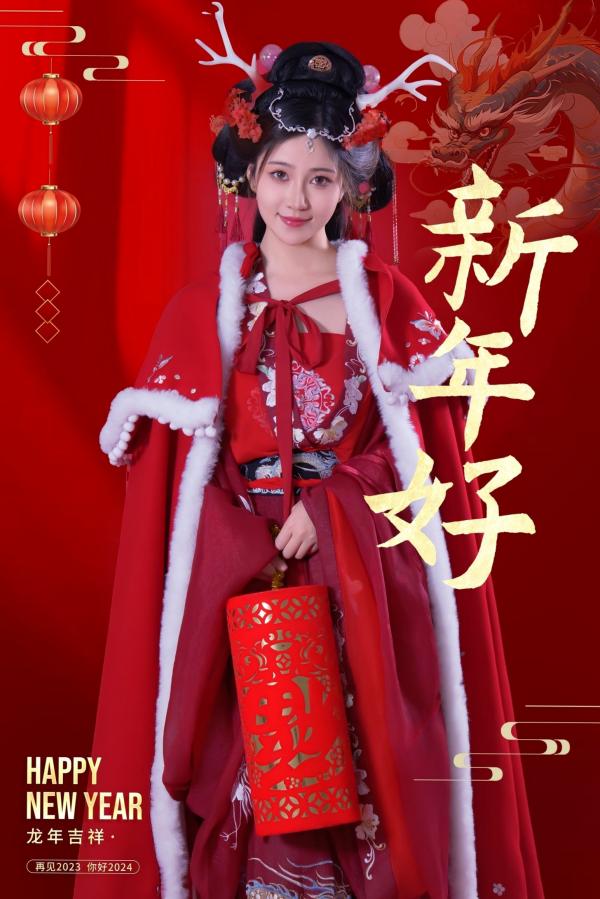 年年Nnian 年年  年年-新年快乐-2024龙年新春大尺度私房照-古风红色性感女神第2张图片