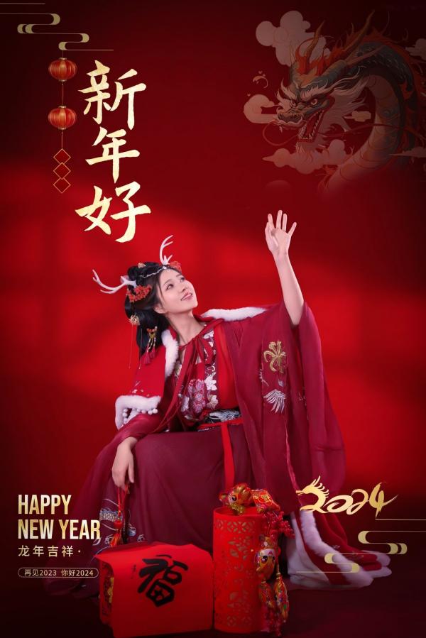 年年Nnian 年年  年年-新年快乐-2024龙年新春大尺度私房照-古风红色性感女神第6张图片