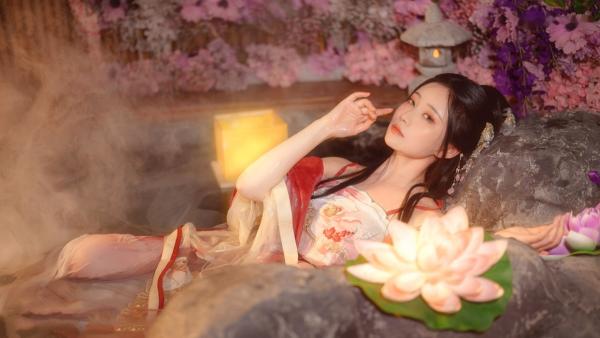 年年Nnian 年年  年年-梦醉瑶：极致唯美古风温泉私房写真，薄纱湿身诱惑，繁花梦幻尽显娇艳美感第8张图片