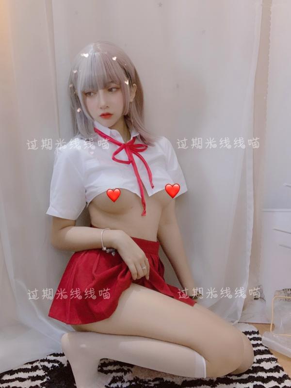 过期米线线喵   过期米线线喵-红色JK私房写真，大胆尺度角色扮演，极致性感诱惑视觉盛宴第6张图片