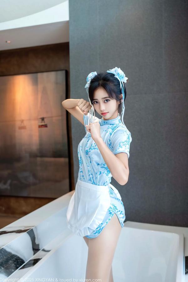 时安安Camellia 时安安  [XINGYAN]星颜社 2025.10.22 Vol.414 时安安：旗袍女仆装扮，白嫩丝袜诱惑，绝美曲线写真第1张图片