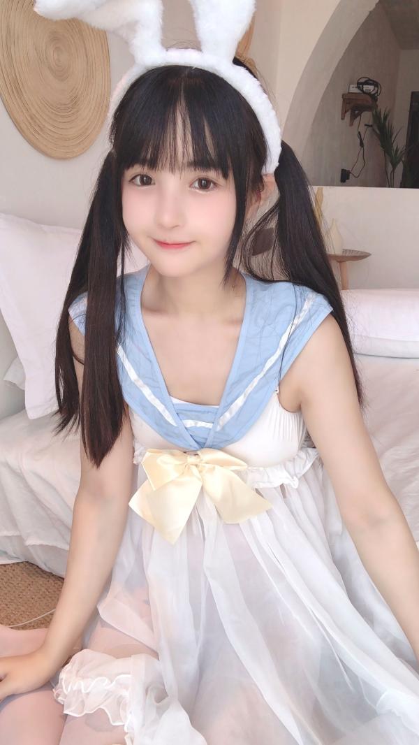 桜井宁宁 樱井宁宁  桜井宁宁-013-双马尾少女，童颜女神诱惑演绎，白色透视丝袜与丁字裤私房照，极致性感清纯禁忌视觉大赏第12张图片