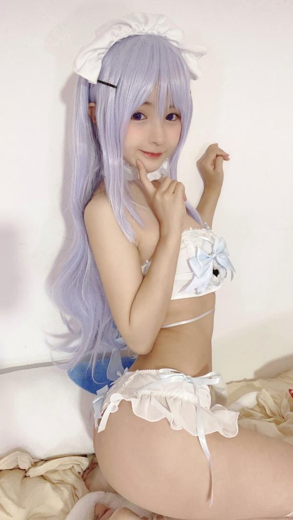 桜井宁宁 樱井宁宁  桜井宁宁-017-萝莉型女仆私房写真，梦幻紫发二次元少女性感诱惑美图第17张图片