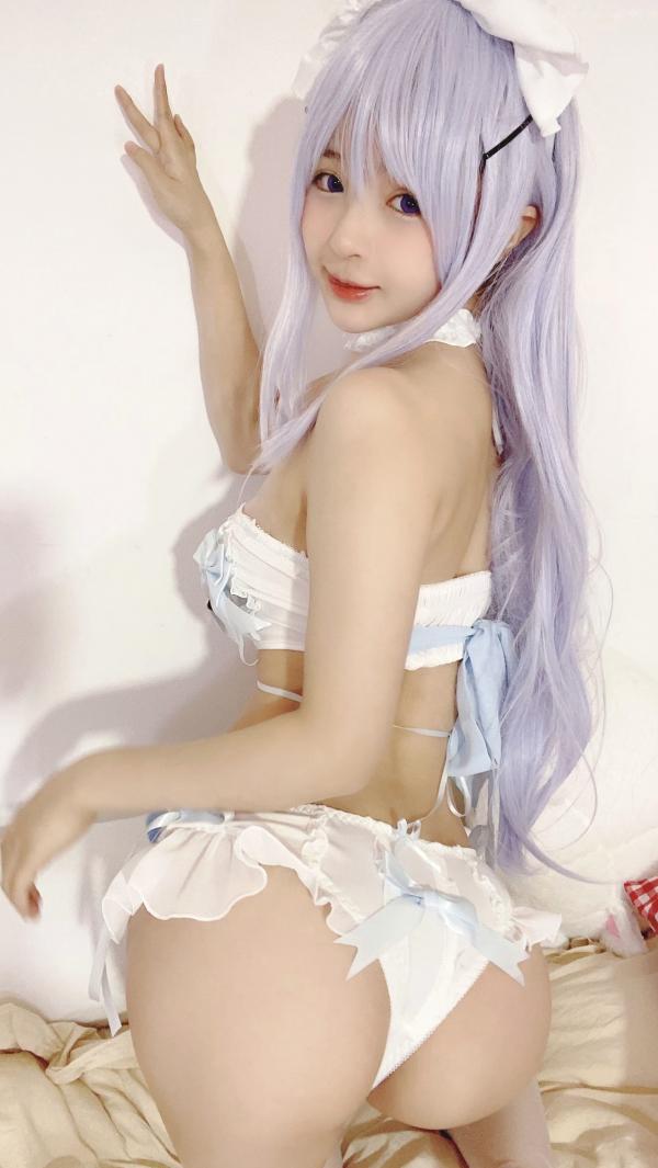 桜井宁宁 樱井宁宁  桜井宁宁-017-萝莉型女仆私房写真，梦幻紫发二次元少女性感诱惑美图第19张图片