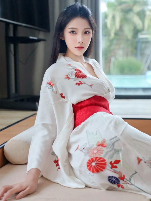李霜 梨霜儿  梨霜儿 - 潘金莲主题私房大尺度写真，日系和服变身与纯欲白丝诱惑，肤白如雪，尽显极致性感魅力第10张图片